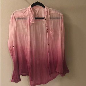 Free People Pink Ombré button up light weight